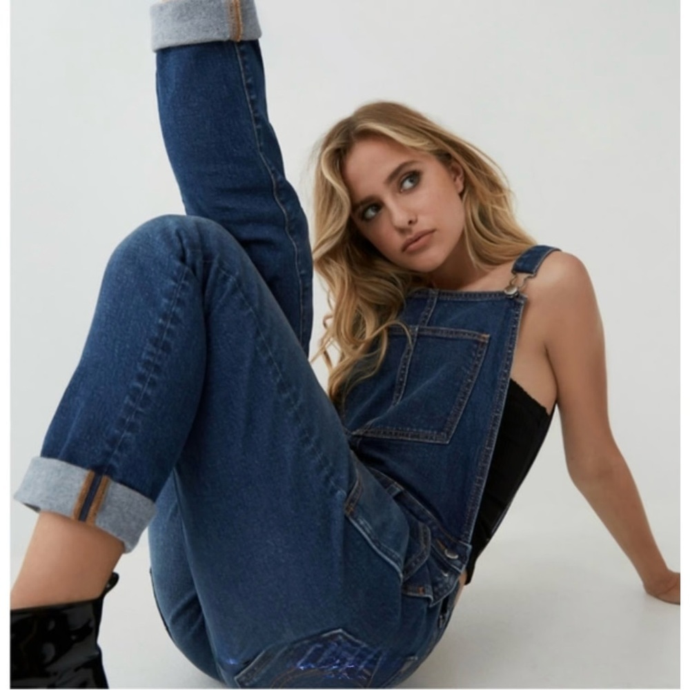 Women’s True Religion Slim Boyfriend Denim Overalls NWT Dark Wash Size Medium